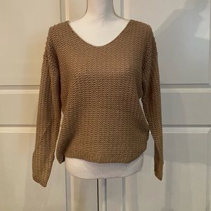 Open knit drop shoulder sweater